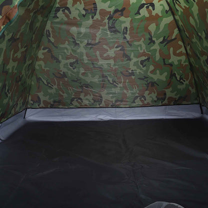 3-4 People Camouflage Portable Camping Tent With Silver Tape And Fiberglass Pole