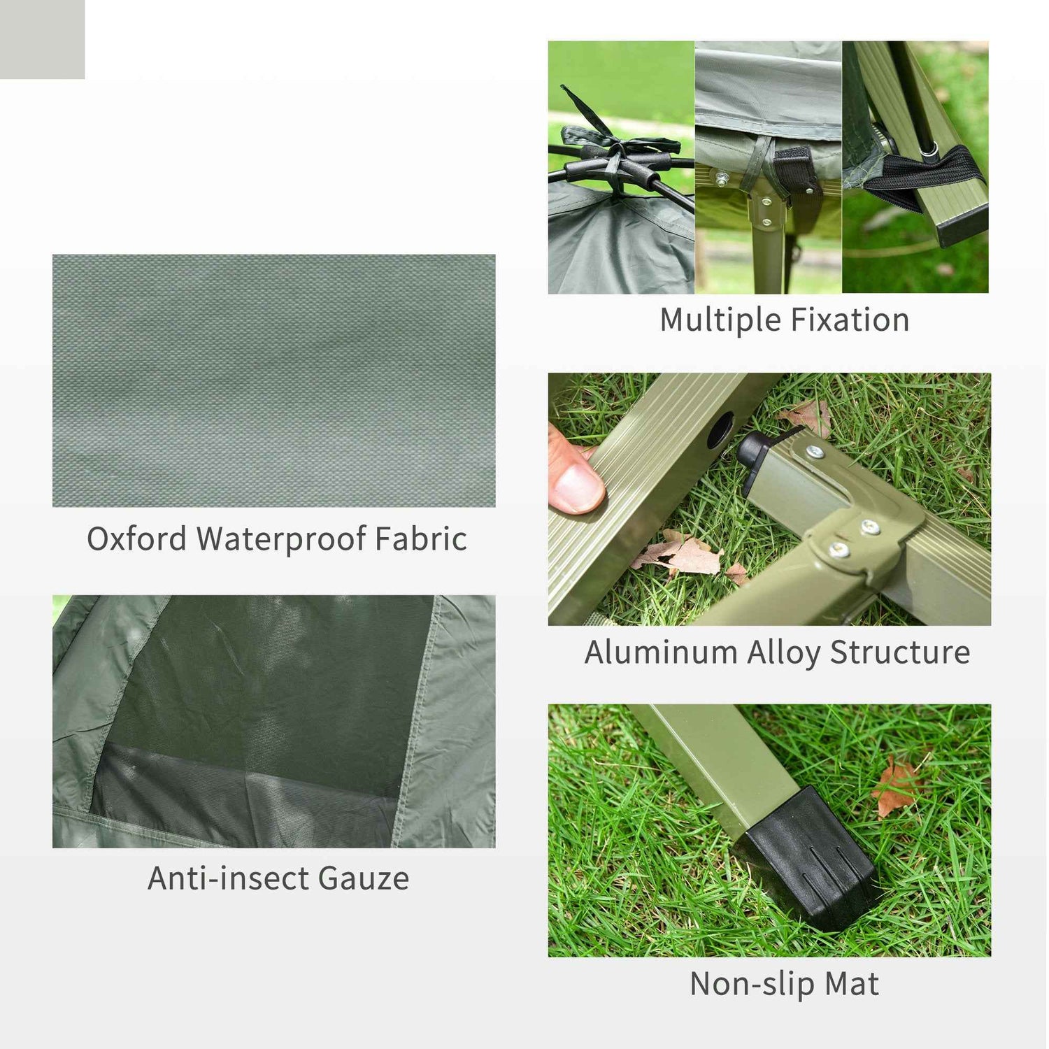 All-in-One Folding Camping Cots for Adults, Elevated Tent with Sleeping Bag, Thick Air Mattress Pad, Portable Single Sleeping Cot Camping Bed