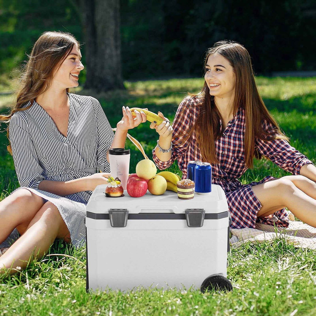 Portable Cooler 45 QT Insulated Wheeled Cooler 64 Can Capacity With Cup Holder