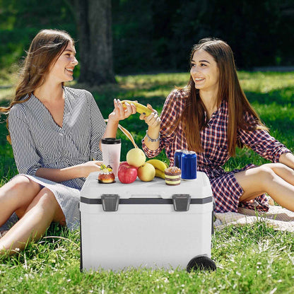 Portable Cooler 45 QT Insulated Wheeled Cooler 64 Can Capacity With Cup Holder