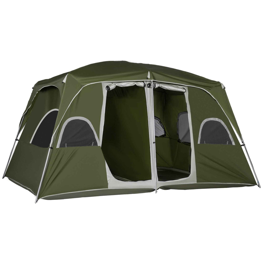Camping Tent, Family Tent 4-8 Person 2 Room, With Large Mesh Windows, Easy Set Up For Backpacking Hiking Outdoor, Green