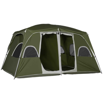 Camping Tent, Family Tent 4-8 Person 2 Room, With Large Mesh Windows, Easy Set Up For Backpacking Hiking Outdoor, Green