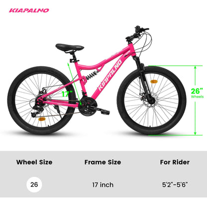 A26304 26 Inch All-Terrain Mountain Bike With Disc Brakes 21-Speed Drivetrain &amp; Durable Carbon Steel Frame Ideal For Men And Women, Perfect For Trail Riding And Touring