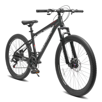 A26317 KIAPALNO 26 Inch All-Terrain Mountain Bike With Disc Brakes 21-Speed Drivetrain &amp; Durable Carbon Steel Frame Ideal For Men And Women, Perfect For Trail Riding And Touring