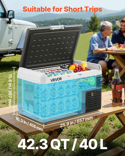 12 Volt Car Refrigerator Portable Freezer 42.3QT Electric Cooler For Camping