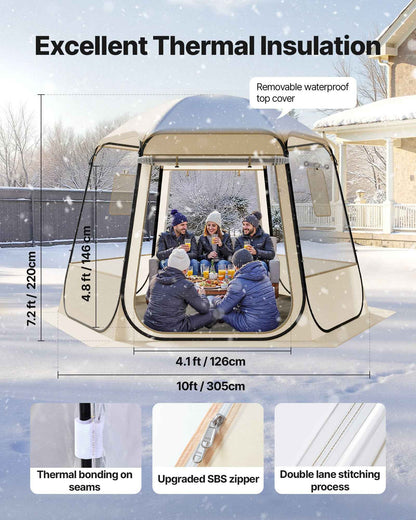 Pop Up Bubble Tent, 10 X 9.2 Ft Waterproof &amp; UV-Resistant, Clear Camping Tent Shelter, Outdoor Garden Dome Igloo Tents With Windows, 540° Panoramic View, For 4-8 Persons Patio Backyard