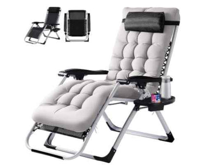 Zero Gravity Chair, Reclining Camping Lounge Chair For Indoor, Reclining Patio Chairs With Cup Holder Trays And Removable Cushion