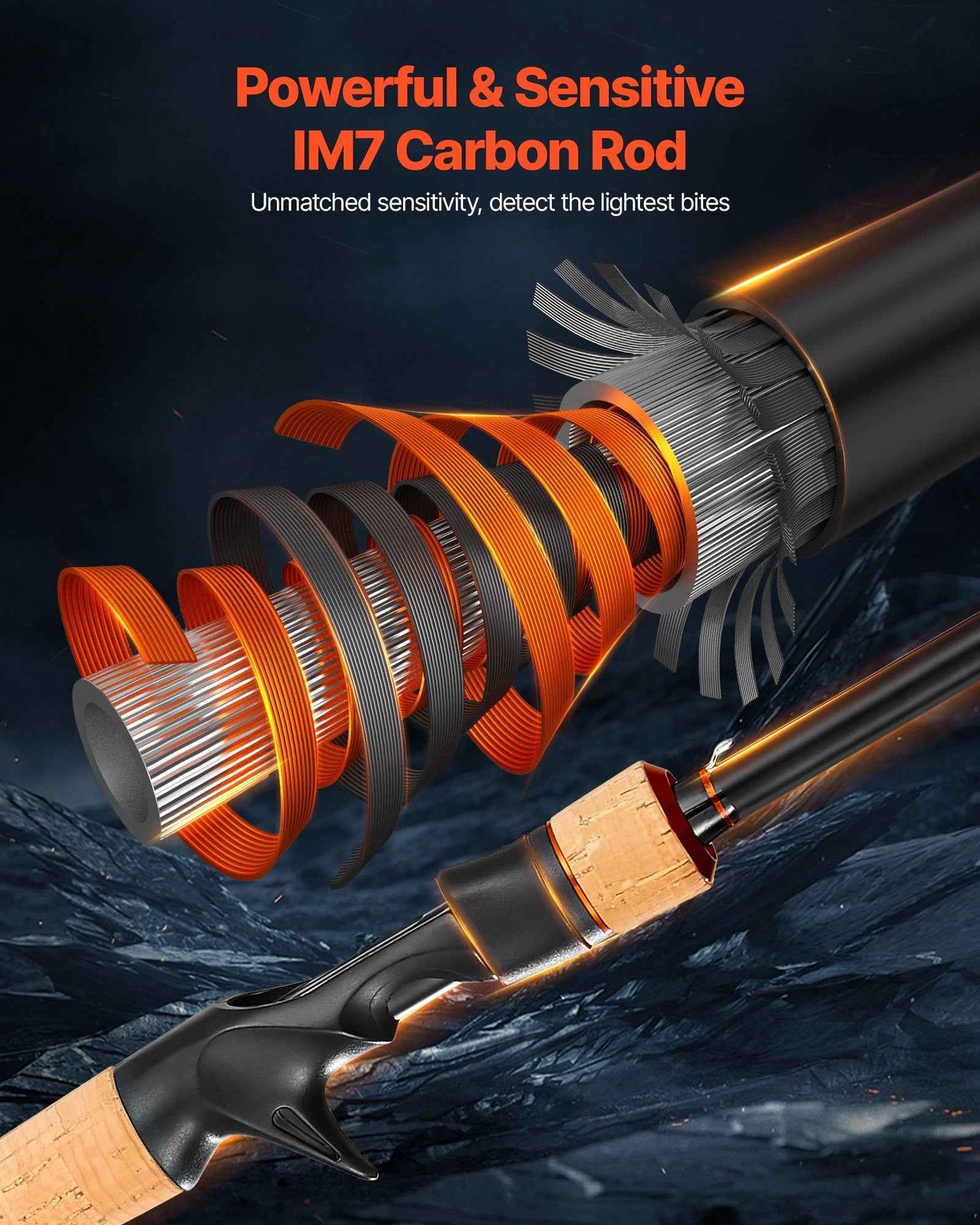 Rod And Fishing Reel Combo, IM7 Carbon Fiber Baitcasting Rod And Reel Combo, Bass Fishing Pole With 7+1 BB System, 7.0:1 Gear Ratio, Cork Handle, Stainless Steel Guides With Ceramic Rings