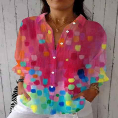 Floral Print Long-sleeved Shirt Women&