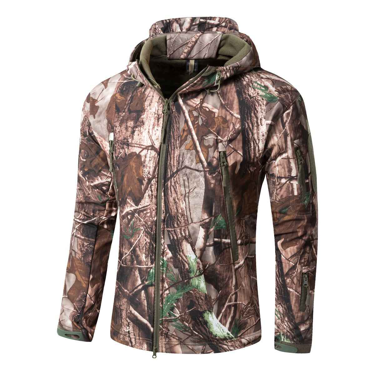 Large-size Softshell Fleece Outdoor Jacket Warm Camouflage For Winter