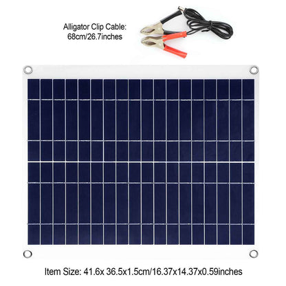 1Pc Outdoor Solar Panel 12V 25W Car Battery Charger IP68 Waterproof With 3.0A Dual USB Charging Clip Line For RV Car Boat