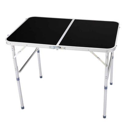 3ft Black Outdoor Folding Table Aluminum Alloy Rectangular 50kg Two Fold Tabletop