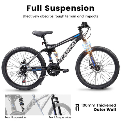 A2660 26 Inch Mountain Bike, 21-Speed Disc Brakes, Durable Frame, Front, Rear Dual-Shock Absorption, Unisex For Commuting, Travel, School, Mountain And City Road Cycling