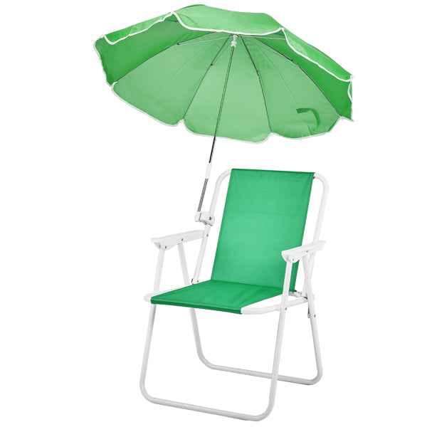 Folding Beach Chair With Umbrella For Adults, Lightweight Porable Camping Chair With 265lbs Capacity For Travel Picnic Concert &amp; Outdoor Activities, Green