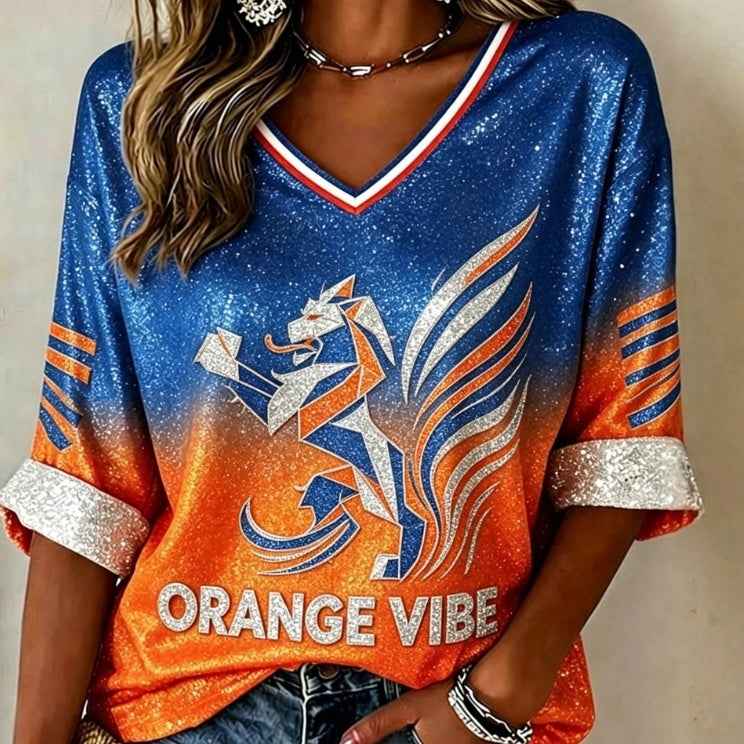 Womens Dropshoulder Vneck Threequarterleeve Top