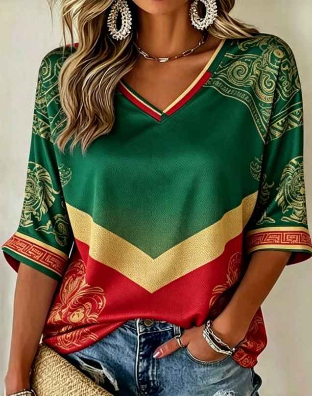Womens Dropshoulder Vneck Threequarterleeve Top