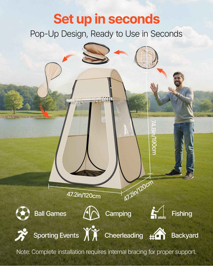 Pop Up Sports Tent, 47x47 In Clear Bubble Tent For 1 Person, Waterproof Outdoor Pod With Floor Mat &amp; Top Cover, Garden Igloo Dome Tents Camping Shelter For Events Fishing Cheering