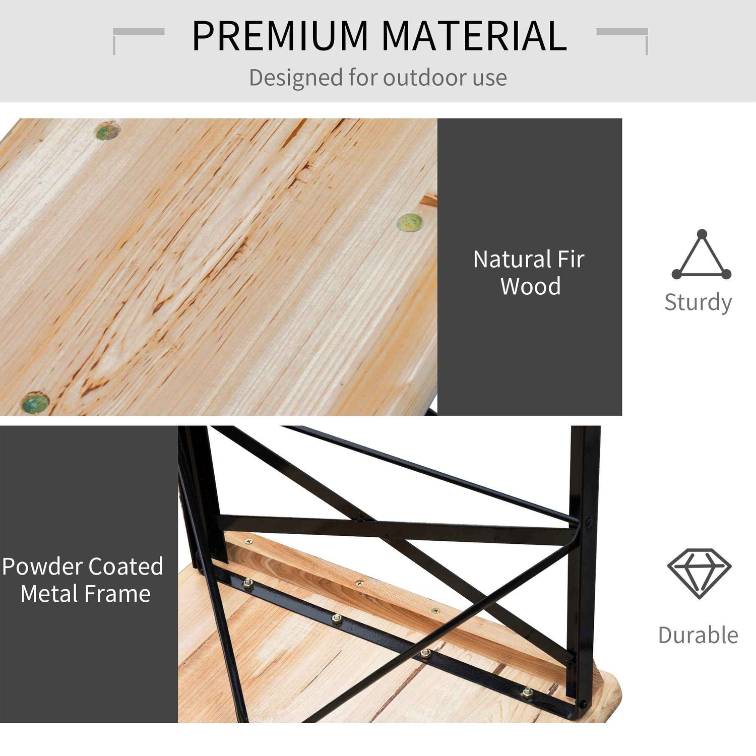 6 Portable Picnic Table and Bench Set, Outdoor Wooden Folding Camping Dining Table Set for Patio Garden Outdoor Activities