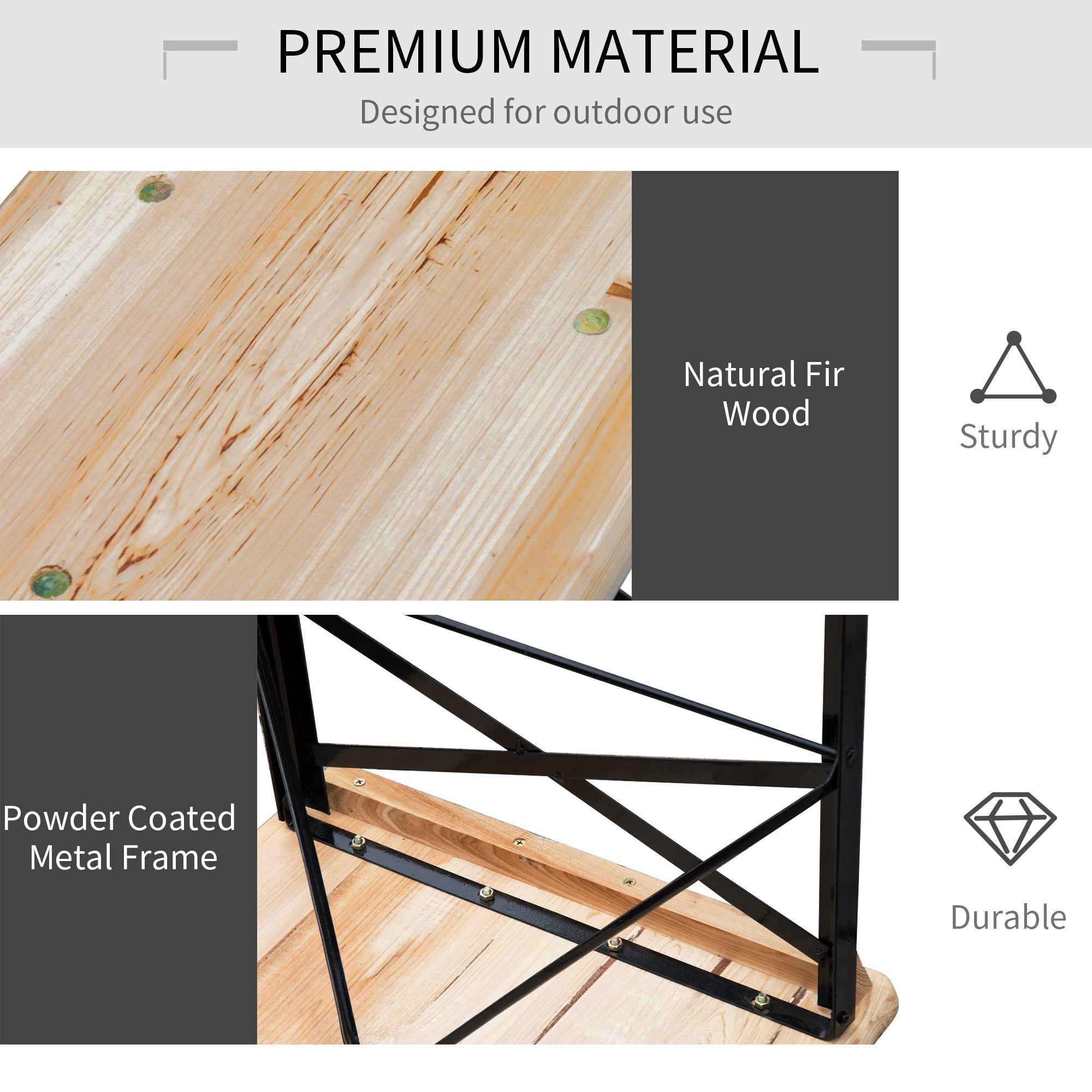 6 Portable Picnic Table and Bench Set, Outdoor Wooden Folding Camping Dining Table Set for Patio Garden Outdoor Activities