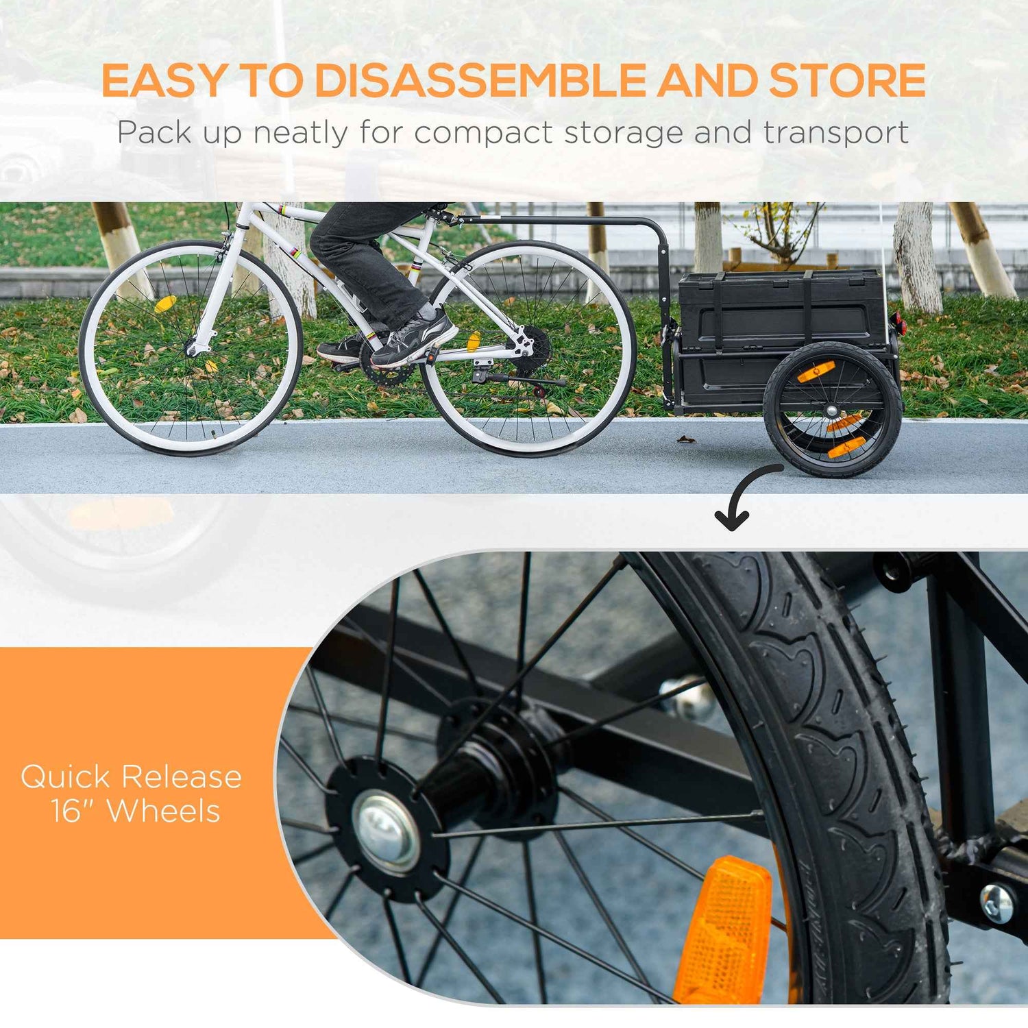 Trailer for Bike, Bicycle Cargo Trailer with Removable Storage Box, No Bottom