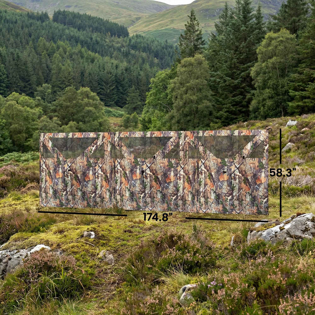 Camping Hunting Blind, 3-Panel Blind See Through for Hunting Camping 176" x 58.3" Camouflage