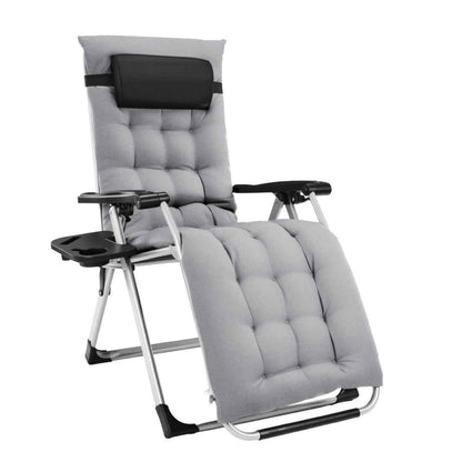 Zero Gravity Chair, Reclining Camping Lounge Chair For Indoor, Reclining Patio Chairs With Cup Holder Trays And Removable Cushion