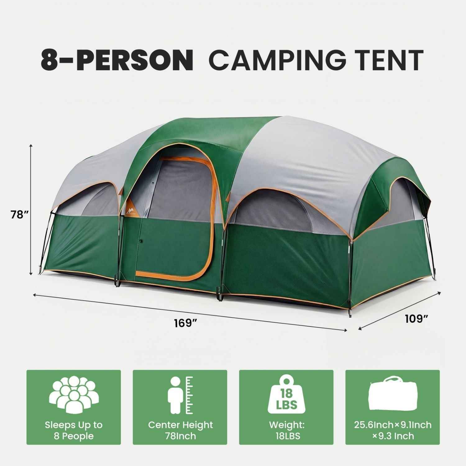 Camping Tent, Waterproof Windproof Dome Tent, Multi-Directional Ventilation, 5 Min Quick Setup, For Family Outdoor, Backpacking, Hiking