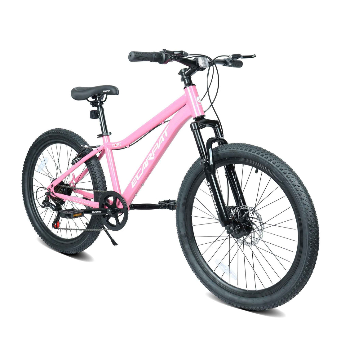 24 Inch Youth Mountain Bike With 7 Speeds &amp; Front Suspension Durable Steel Frame, Alloy Rims &amp; Disc Brakes For Boys And Girls In Multiple Colors