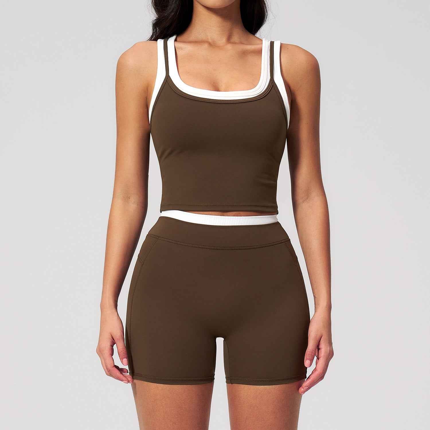 Contrast Nude Yoga Suit Thread