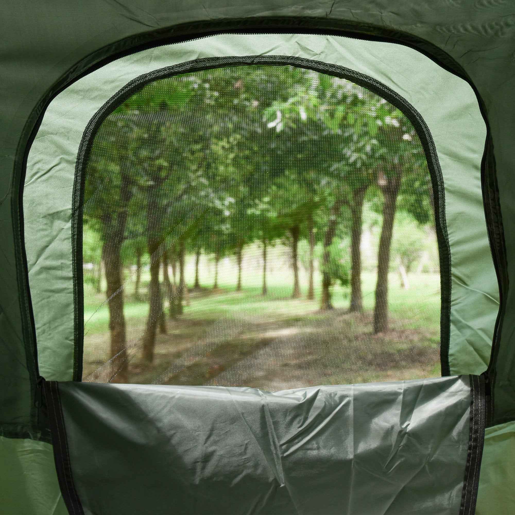 All-in-One Folding Camping Cots for Adults, Elevated Tent with Sleeping Bag, Thick Air Mattress Pad, Portable Single Sleeping Cot Camping Bed