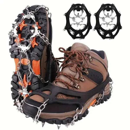 Shoe Ice Claws, Traction Shoe Nails, Ice And Snow Grip Straps With 19 Stainless Steel Nails, Shoe Claws Anti-Slip Boot Nails, Suitable For Walking, Jogging, Mountaineering And Hiking Black