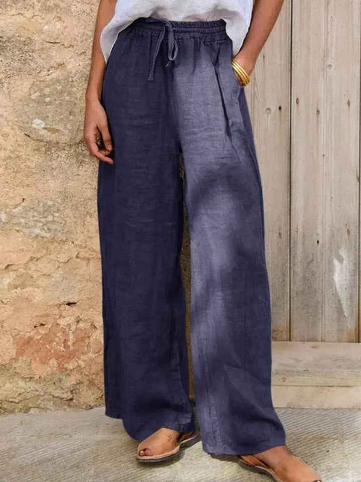 Casual Loose-fit Solid-color Drawstring Pants