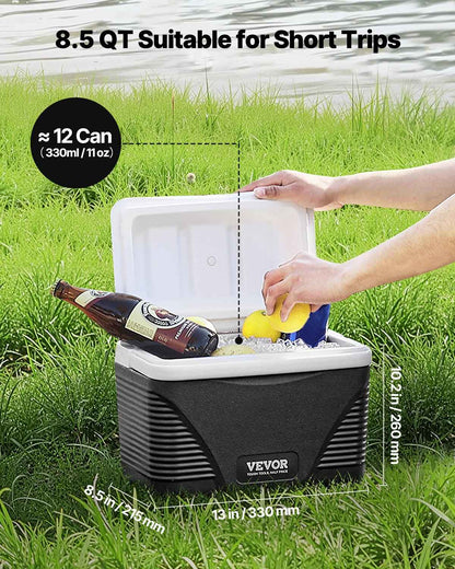 Portable Cooler 8.5 QT Insulated Hard Cooler 12 Can Capacity With Handles
