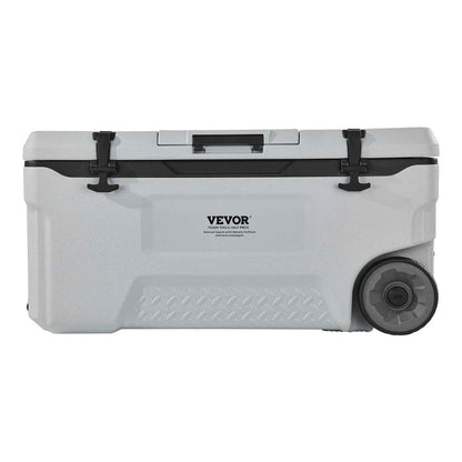 Portable Cooler 74 QT Insulated Wheeled Cooler 120 Can Capacity With Cup Holder