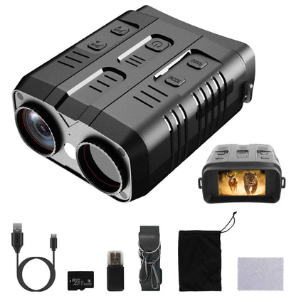 1Pc Night Vision Goggles 4K Full-Color Binoculars 10X Zoom With 2624ft Viewing Range 3in Screen 64G MMC Card WIFI APP Control Save Photo And Video For Camping Hunting &amp; Security
