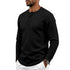 Mens Retro Jacquard Plaid Loose-Fit Long-Sleeve Henley T-Shirt