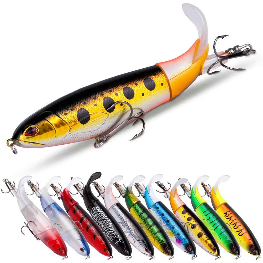10pcs 1set 35g 14cm Topwater Fishing Lure Kit With Lifelike Swiveling Tail Vibrant Realistic Bait For Freshwater &amp; Saltwater