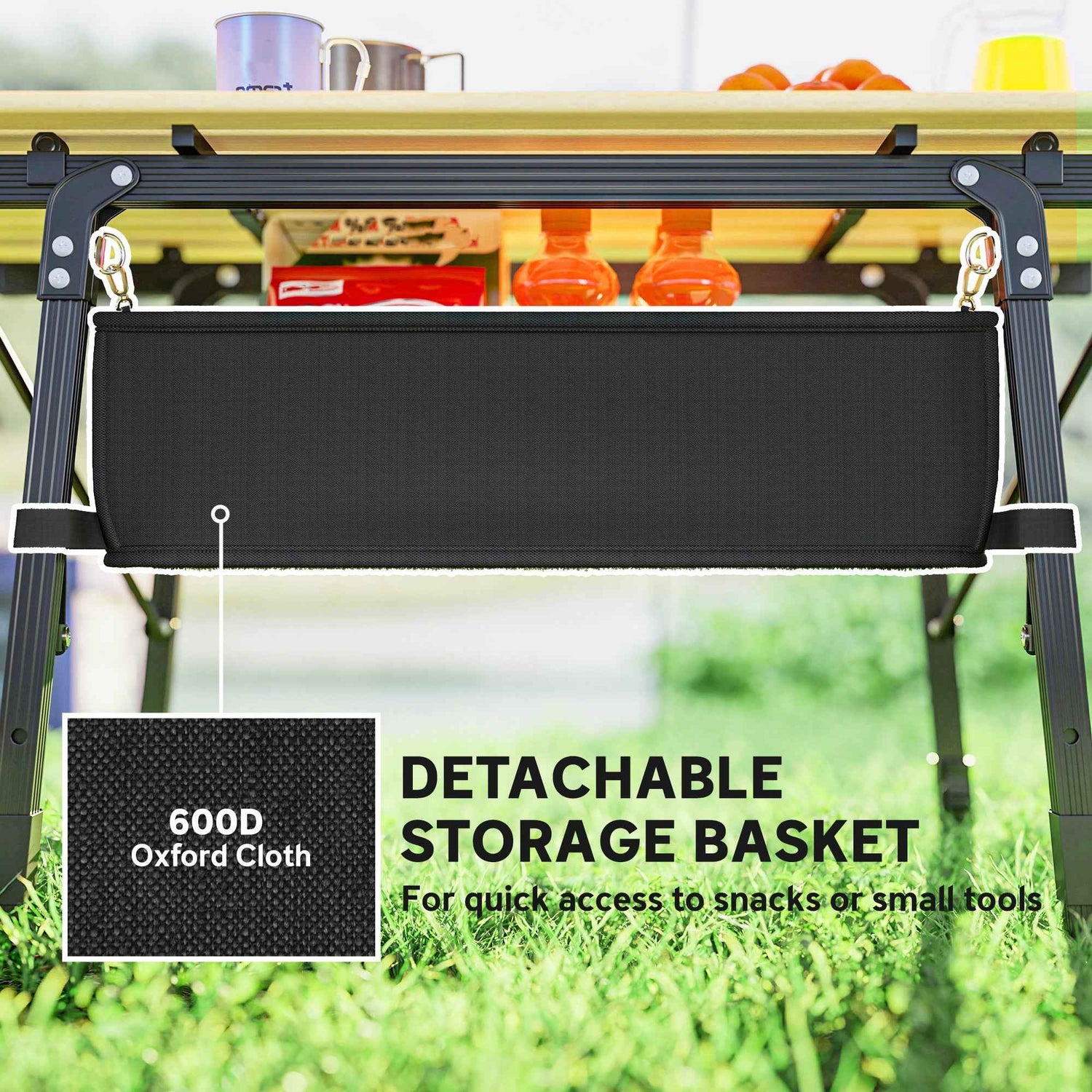 3ft Aluminum Small Folding Table, Portable Camping Table with Storage Bag, Carry Bag for Outdoor Picnic BBQ, Brown