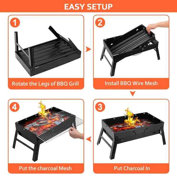 Foldable Smoker Grill Portable Lightweight BBQ Charcoal Grill For Camping Picnics Garden Grilling RV Travel