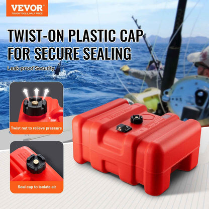 Portable Fuel Tank, 12 Gallon/55L, Plastic Outboard Marine Tank With Hose, Easy To Carry For Yacht, Fishing, Deck Boats, Red