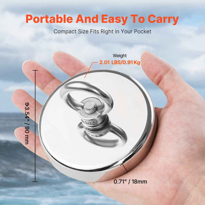 Fishing Magnet Super Strong Heavy Duty Rare Earth Neodymium Pull Force One Thousand LBS