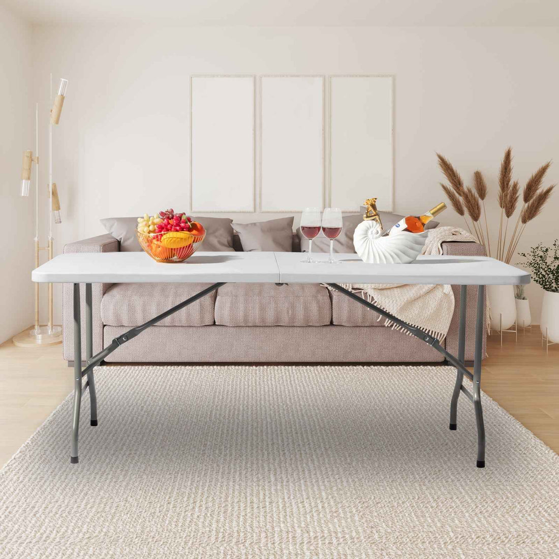 Lightweight Plastic Folding Rectangular Table For Outdoor Lounging