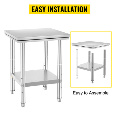 SucceBuy Stainless Steel Kitchen Work Bench Commercial Catering Table Worktable w/Undershelf 330LBS 286LBS for Restaurant